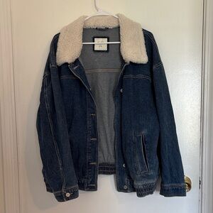Sherpa Collar Oversized Denim Jacket